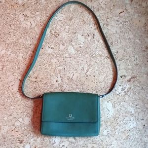 Kate Spade green saffiano leather square flap bag with strap, NWOT
